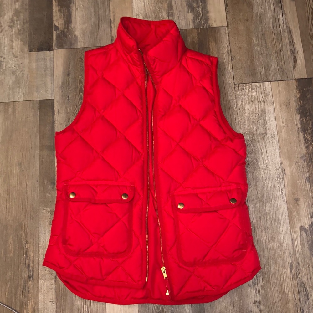 J Crew red puffer vest. Size XS.
